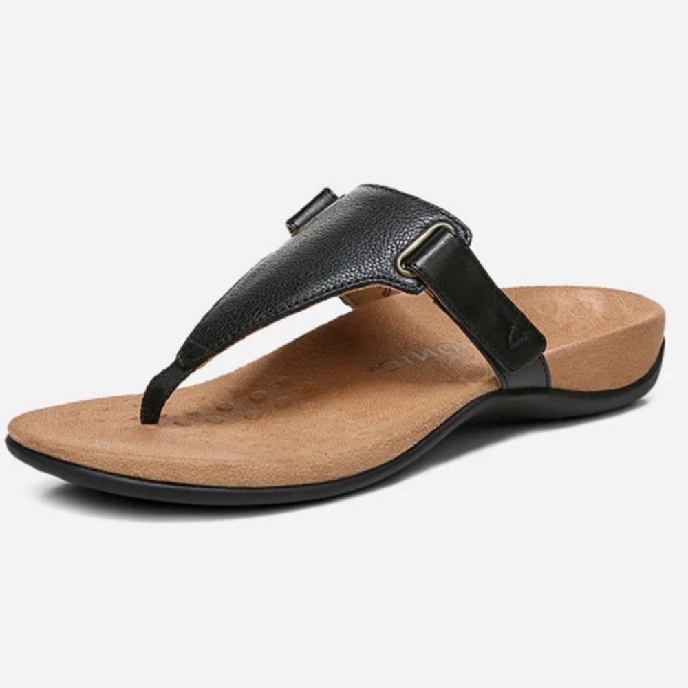 Comfort Leather Toe-Post Flip Flop - Black